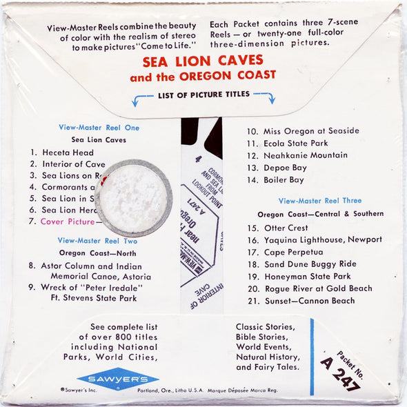 11 ANDREW - Sea Lion Caves - View-Master 3 Reel Economy Packet - vintage - A247-S6A Packet 3dstereo 