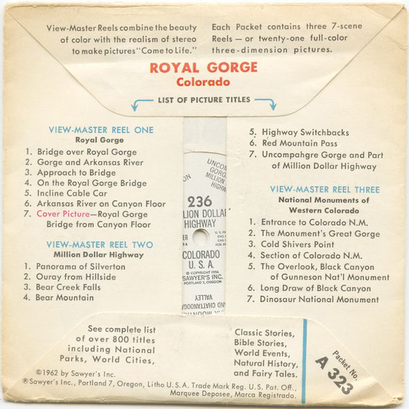 9 ANDREW - Royal Gorge - View-Master 3 Reel Economy Packet - vintage - A323-S5 Packet 3Dstereo 