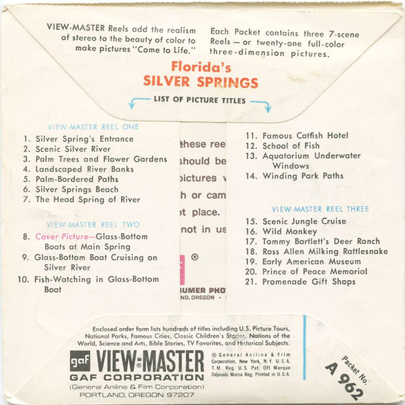 9 ANDREW - Silver Springs - View-Master 3 Reel Economy Packet - vintage - A962-G1A Packet 3Dstereo 