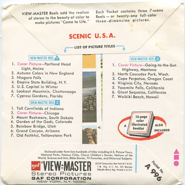 9 ANDREW - Scenic USA - View-Master 3 Reel Economy Packet - vintage - A996-G3C Packet 3Dstereo 