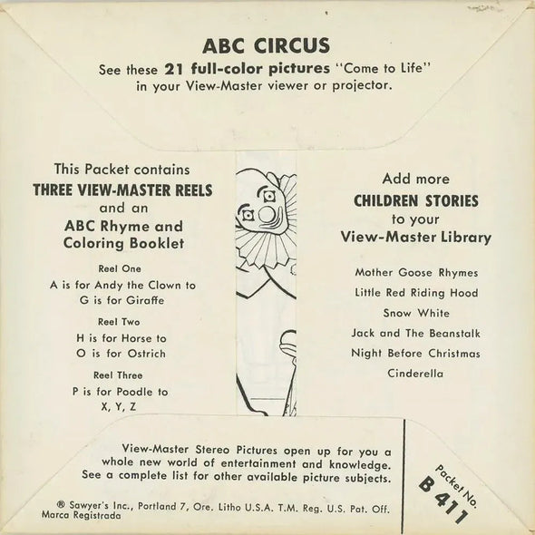 ABC Circus - View-Master - 3 Reel Packet - Vintage - (B411-S5) Packet 3dstereo 