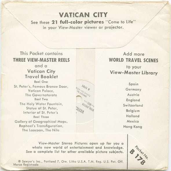 9 ANDREW - Vatican City - View-Master 3 Reel Economy Packet - vintage - B178-S5 Packet 3Dstereo 