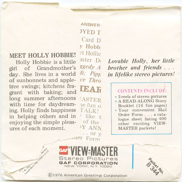 9 ANDREW - Holly Hobbie - View-Master 3 Reel Economy Packet - vintage - B344-G5A Packet 3Dstereo 