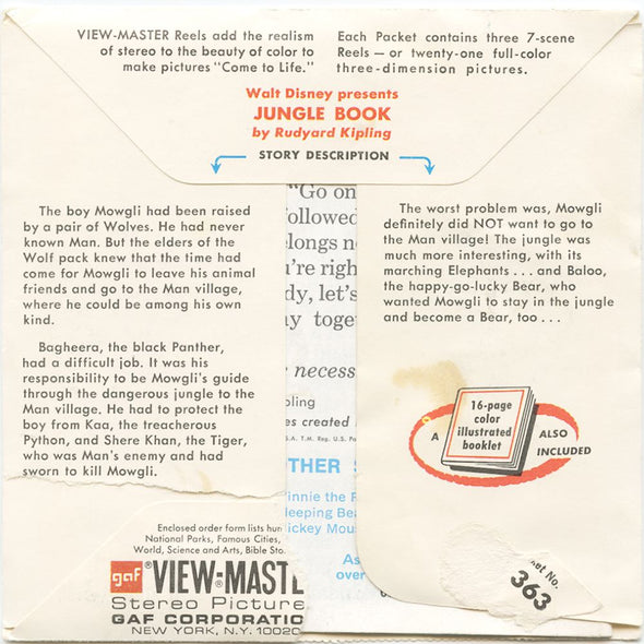 9 ANDREW - Jungle Book - View-Master 3 Reel Economy Packet - vintage - B363-G3A Packet 3Dstereo 