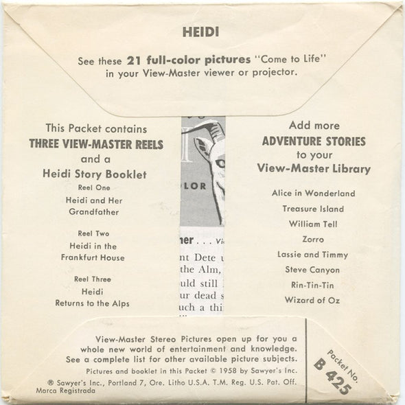 9 ANDREW - Heidi - View-Master 3 Reel Packet - vintage - B425-S5 Packet 3Dstereo 