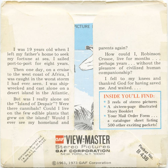 9 ANDREW - Robinson Crusoe - View-Master 3 Reel Economy Packet - vintage - B438-G5A Packet 3Dstereo 