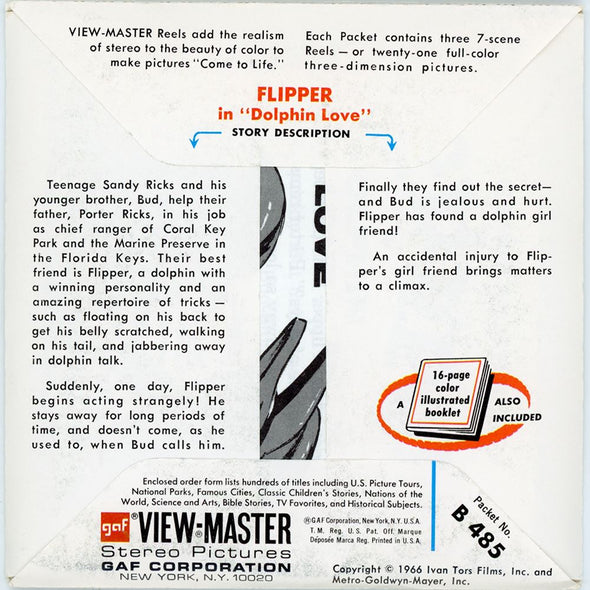 Flipper in "Dolphin Love" - View-Master 3 Reel Packet - vintage - B485-G3A Packet 3Dstereo 