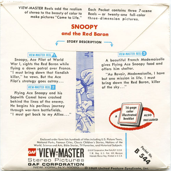 5 ANDREW - Snoopy and the Red Baron - View-Master 3 Reel Packet - 1969 - vintage - B544-G5A Packet 3dstereo 