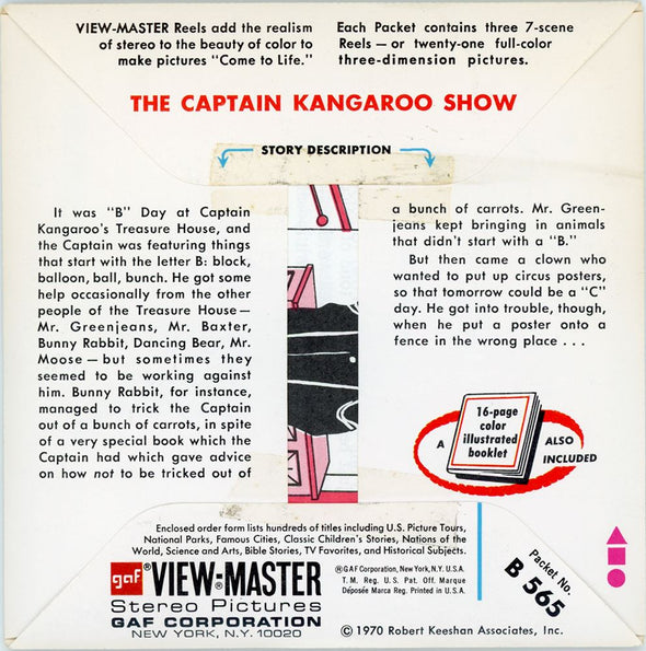 Captain Kangaroo Show - View-Master 3 Reel Packet - Vintage - B565-G3A Packet 3Dstereo 