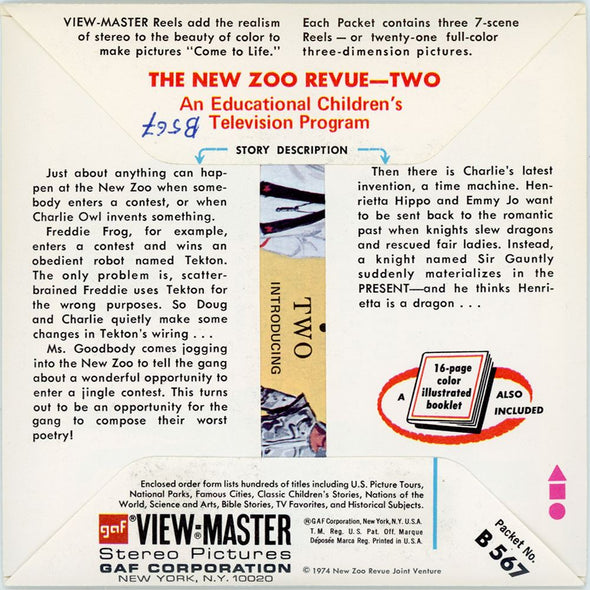 New Zoo Revue - Two - View-Master 3 Reel Packet - Vintage - B567-G3A Packet 3Dstereo 