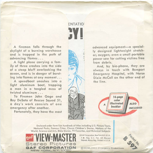 9 ANDREW - Emergency! - View-Master 3 Reel Economy Packet - vintage - B597-G3B Packet 3Dstereo 