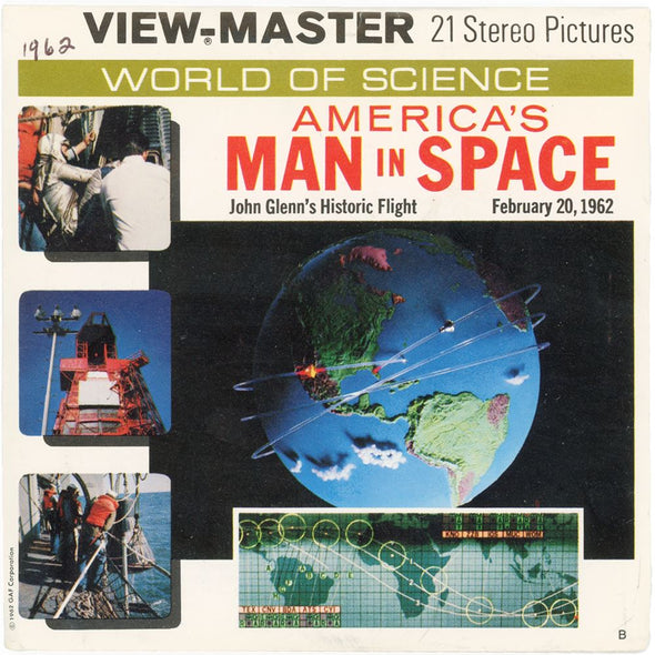 America's Man in Space - View-Master 3 Reel Packet - vintage - (B657-V1Bnk) Packet 3dstereo 