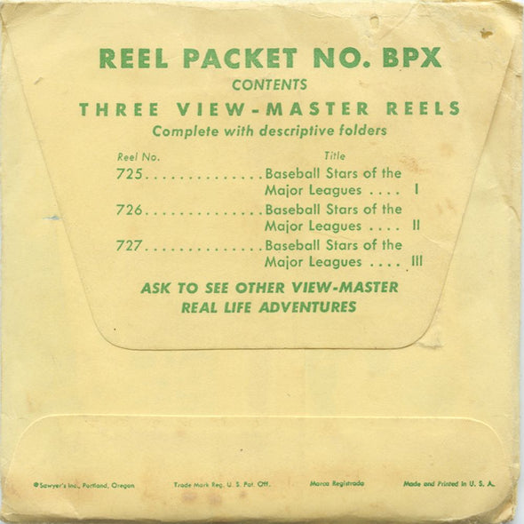 9 ANDREW - Baseball Stars - View-Master 3 Reel Economy Packet - vintage - 725,726,727-S1 Packet 3Dstereo 