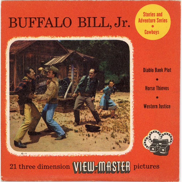 Buffalo Bill, Jr. - Cowboys - View-Master 3 Reel Packet - 1950s - Vintage - (PKT-BUFBIL-S3) Packet 3Dstereo 