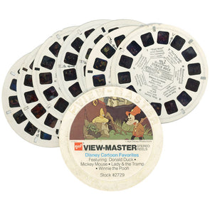 Disney Cartoon Favorites - 7 View-Master Reels - vintage - 3D Reels Plus Storage Case - ECO-2729 Canister 3Dstereo 