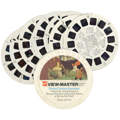 Disney Cartoon Favorites - 7 View-Master Reels - vintage - 3D Reels Plus Storage Case - ECO-2729 Canister 3Dstereo 