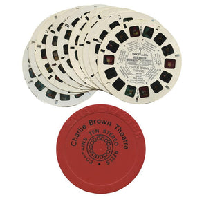 Charlie Brown Theater - 10 3D View-Master Reels - vintage - Canister Storage Case - red Canister 3Dstereo 