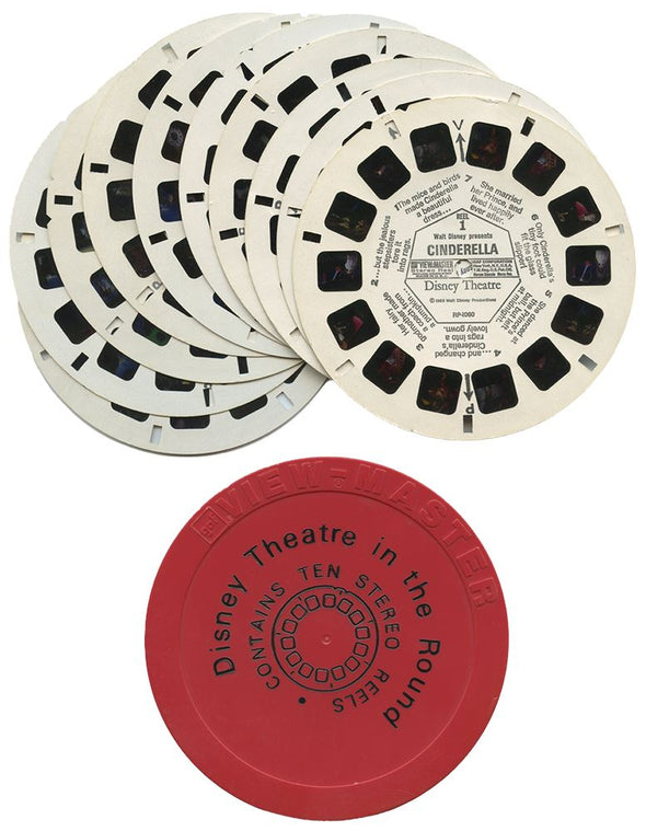 DALIA - Disney Theatre in the Round - 10 View-Master 3D Reels Plus Storage Case - vintage Canister 3Dstereo 