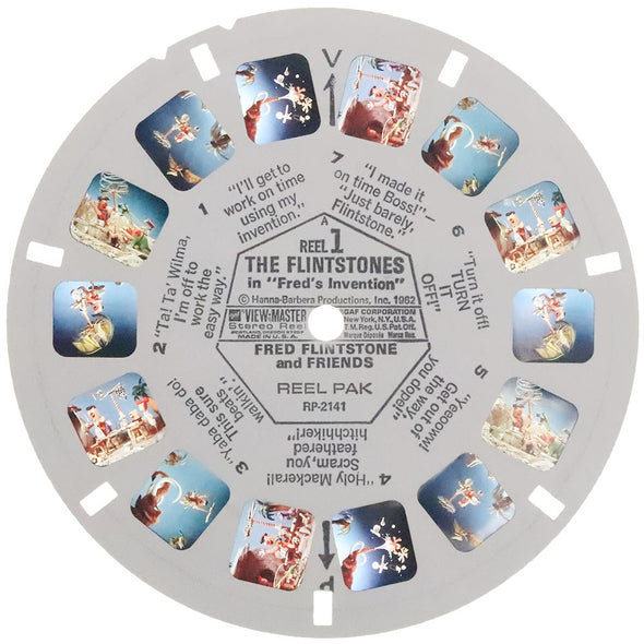 DALIA - Fred Flintstone and Friends - 7 View-Master Reels - vintage - 3D Reels Plus Storage Case Canister 3Dstereo 