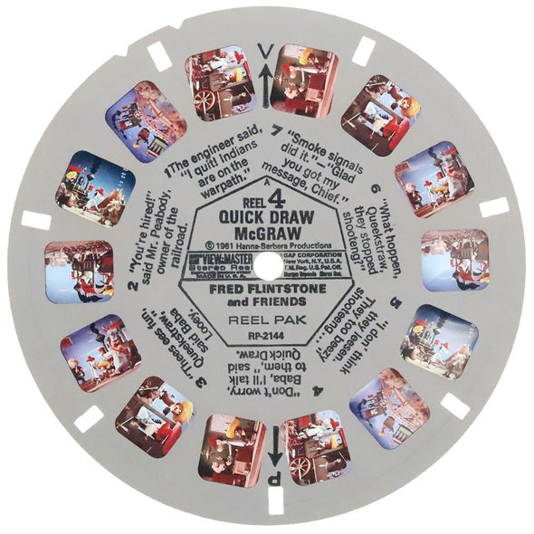 DALIA - Fred Flintstone and Friends - 7 View-Master Reels - vintage - 3D Reels Plus Storage Case Canister 3Dstereo 