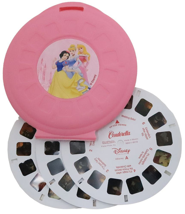 Disney Princess - 3 View-Master Reels - vintage - 3D views Plus Storage Case Canister 3Dstereo 