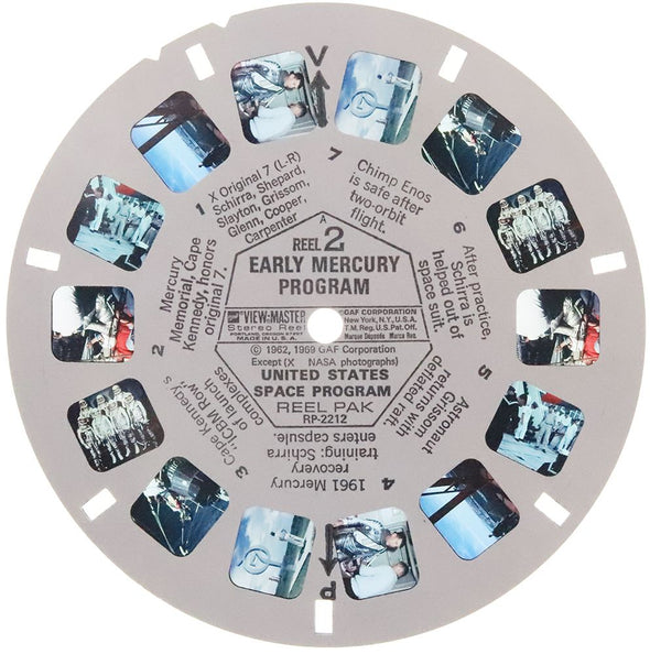 United States Space Program - 7 View-Master Reels - vintage - 3D Reels Plus Storage Case - 2735 Canister 3Dstereo 
