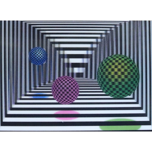 Balls in Box - 3D Geometric Greeting Postcard 3dstereo 