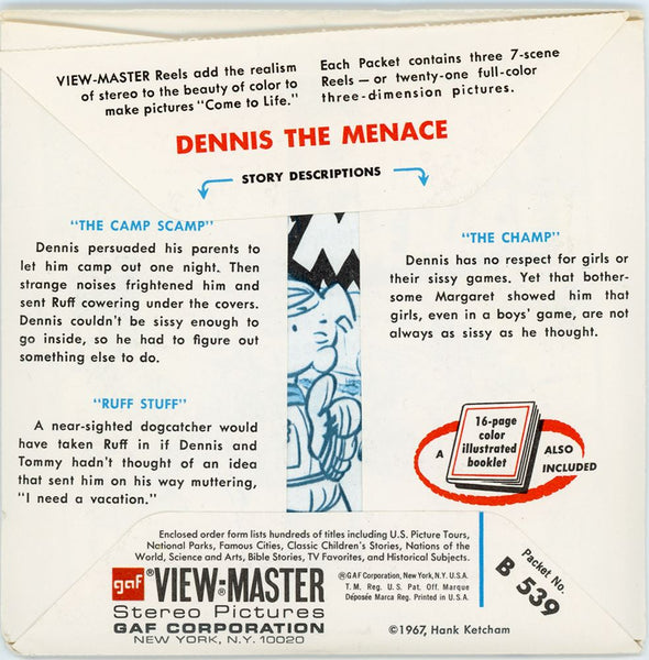 Dennis the Menace - View-Master 3 Reel Packet - 1960's - vintage - (ECO-B539-S6A) Packet 3Dstereo.com 