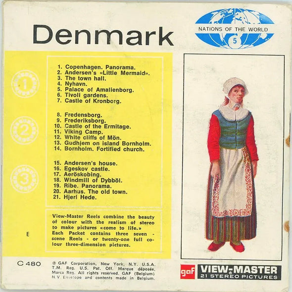 Denmark - View-Master 3 Reel Packet - 1960's view - vintage - ( ECO-C480-BG1) Packet 3dstereo 