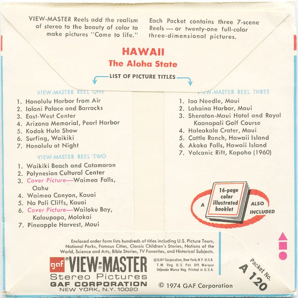 9 ANDREW - Hawaii - View-Master 3 Reel Packet - vintage - A120-G3B Packet 3Dstereo 