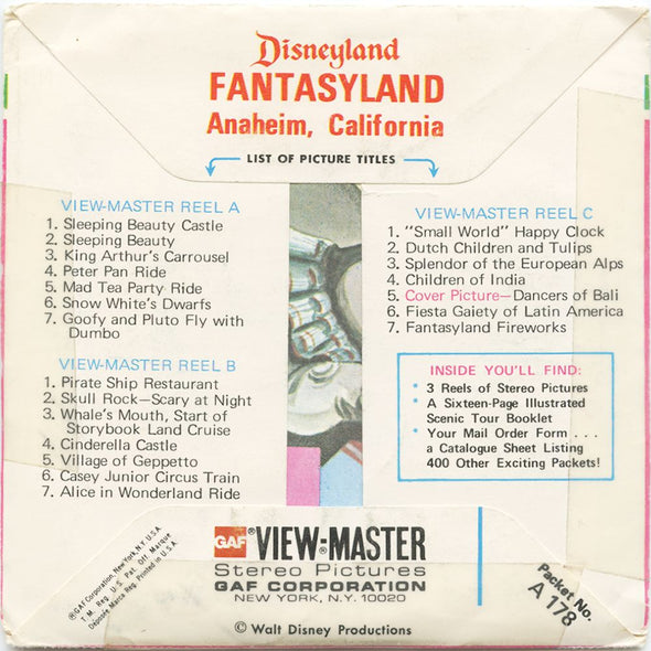 9 ANDREW - Fantasyland - View-Master 3 Reel Packet - vintage - A178-G5G Packet 3Dstereo 