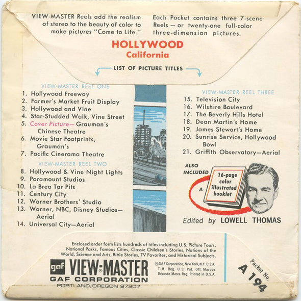 9 ANDREW - Hollywood - View-Master 3 Reel Packet - vintage - A194-G1A Packet 3dstereo 