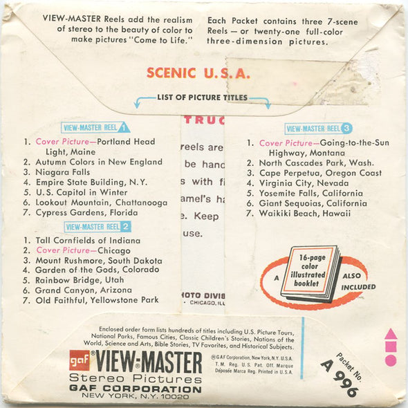 10 ANDREW - Scenic USA - View-Master 3 Reel Economy Packet - vintage - A996-G3C Packet 3Dstereo 