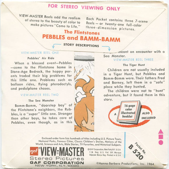9 ANDREW - Pebbles and Bamm-Bamm - View-Master 3 Reel Packet - vintage - B520-G3A Packet 3Dstereo 