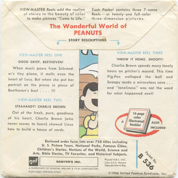 7 ANDREW - Peanuts - View-Master 3 Reel Packet - 1966 - vintage - B536-S6A Packet 3dstereo 