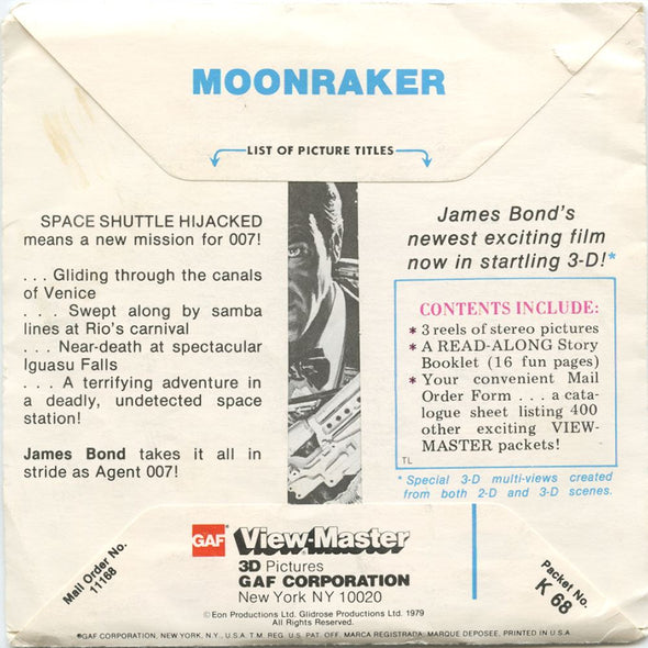 6 ANDREW - Moonraker - View-Master 3 Reel Packet - 1979 - vintage - K68-G6 Packet 3dstereo 