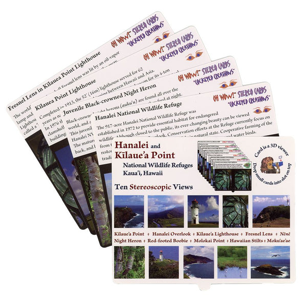 Hanalei and Kilauea Point National Wildlife Refuges - OH WOW Greeting Card - Mailable Viewer with 10 view cards - NEW 3dstereo 