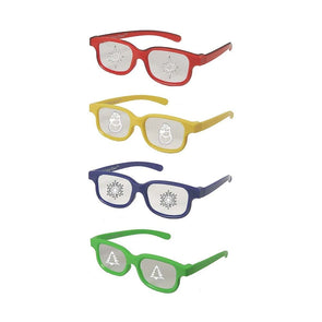 Plastic Christmas Glasses Holiday Eyes - 4 Pairs CHILDREN Size - See Snowflakes, Christmas Trees, Snowman, Christmas Star 3D Glasses 3dstereo 