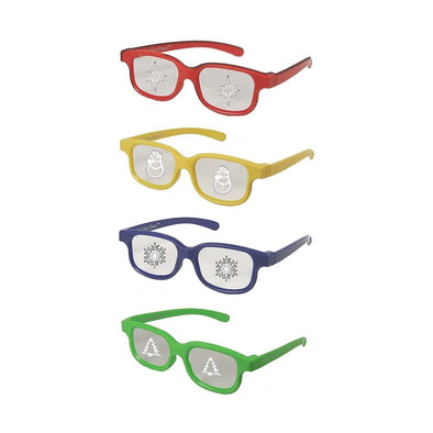 Plastic Christmas Glasses Holiday Eyes - 4 Pairs CHILDREN Size - See Snowflakes, Christmas Trees, Snowman, Christmas Star 3D Glasses 3dstereo 