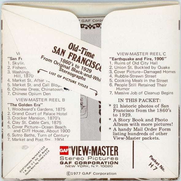 Old Time San Francisco - from 1860's to 1929 - View-Master 3 Reel Packet - 1977 - vintage Packet 3dstereo 