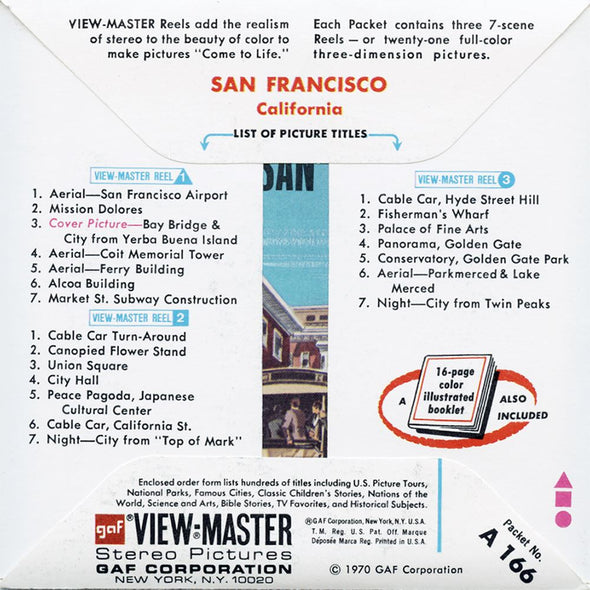 5 ANDREW - San Francisco - View-Master 3 Reel Packet - vintage - A166-G3A Packet 3dstereo 