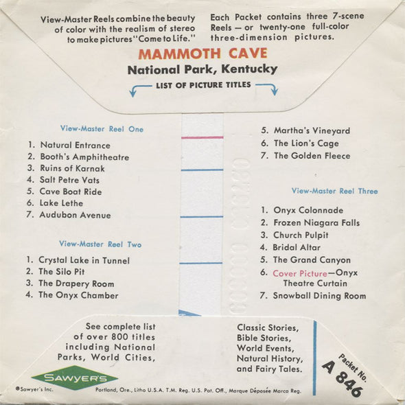 Mammoth Cave National Park - View-Master 3 Reel Packet - vintage - A846-S6 Packet 3dstereo 