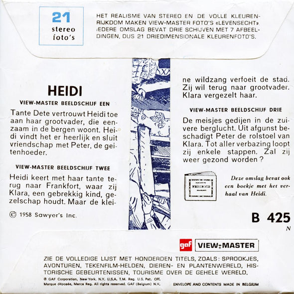 5 ANDREW - Heidi - View-Master 3 Reel Packet - 1958 - vintage - B425N-BG1 Packet 3dstereo 