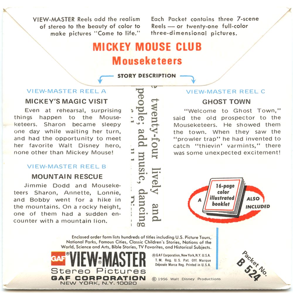 View Master Packet Mickey Mouse Club - Mouseketeers - View-Master 3 Reel Packet - vintage ...