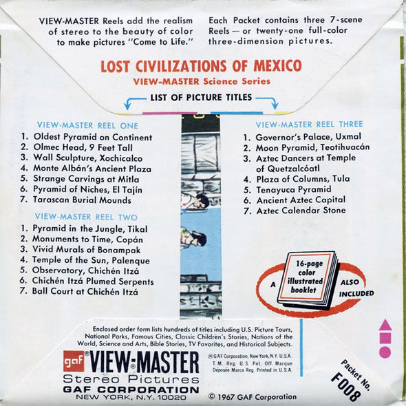 Lost Civilization of Mexico - View-Master 3 Reel Packet - vintage - F008-G3B Packet 3dstereo 