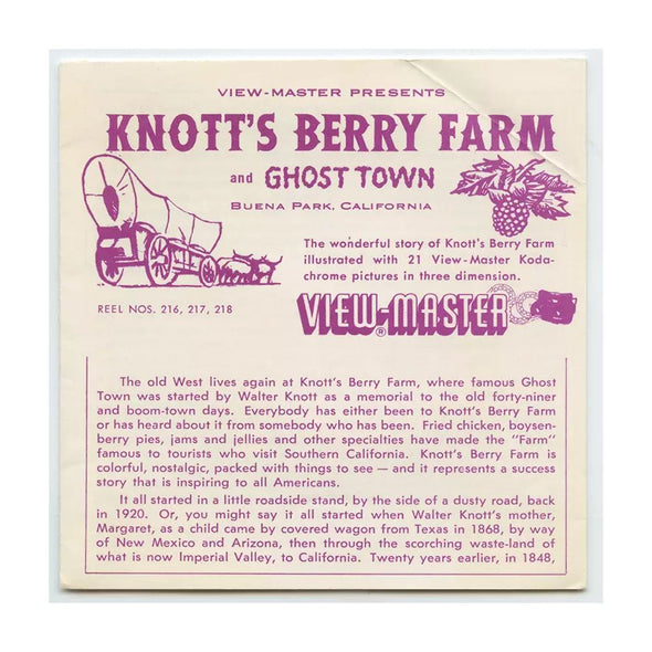 5 ANDREW - Knottt's Berry Farm and Ghost Town - View-Master 3 Reel Packet - vintage - 216,217,218-S3 Packet 3dstereo 