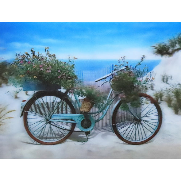 Bicycle on Beach - 3D Lenticular Poster - 12x16 Print - New Poster 3Dstereo 