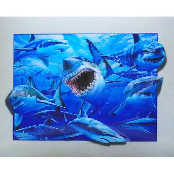 Sharks in the Ocean - 3D Lenticular Poster - 12x16 Print - New Poster 3Dstereo 