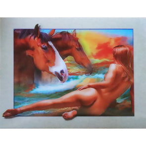 Nude Girl with Horses - 3D Lenticular Poster - 12x16 Print - New Poster 3Dstereo 