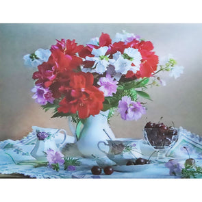 Flower Vase with Tea Set - 3D Lenticular Poster - 12x16 Print - New Poster 3Dstereo 